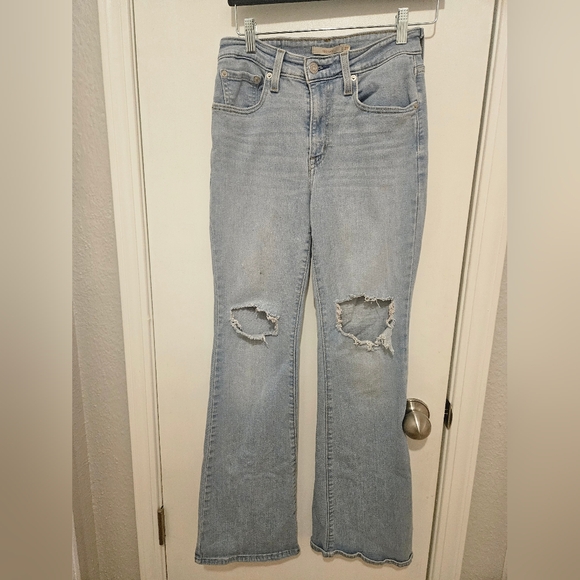 Women's Light Blue Flare Jeans - Picture 3 of 10